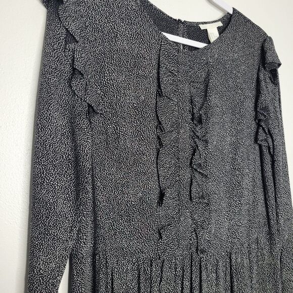 H&M black polka-dot ruffle long sleep modest trad wife maxi dress size 10 NWT - Picture 3 of 8